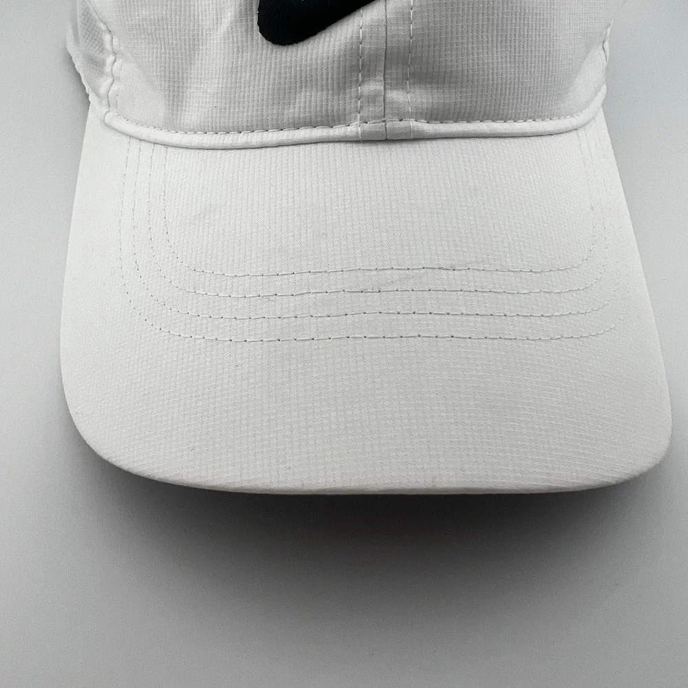 Nike Legacy91 Dri-FIT White Black Swoosh Adjustable Strapback Hat Cap OSFM